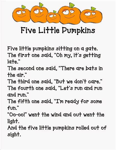 five little pumpkins clipart|5 little pumpkins printable poem.